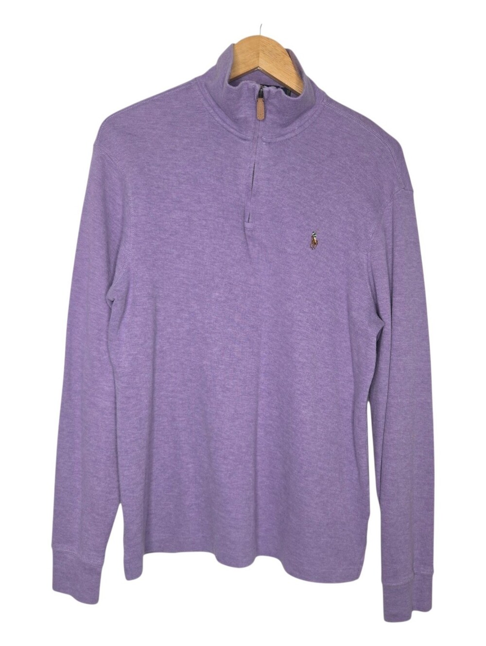 Polo Ralph Lauren Mens Lilac Purple Estate Rib Quarter Zip Pullover Medium